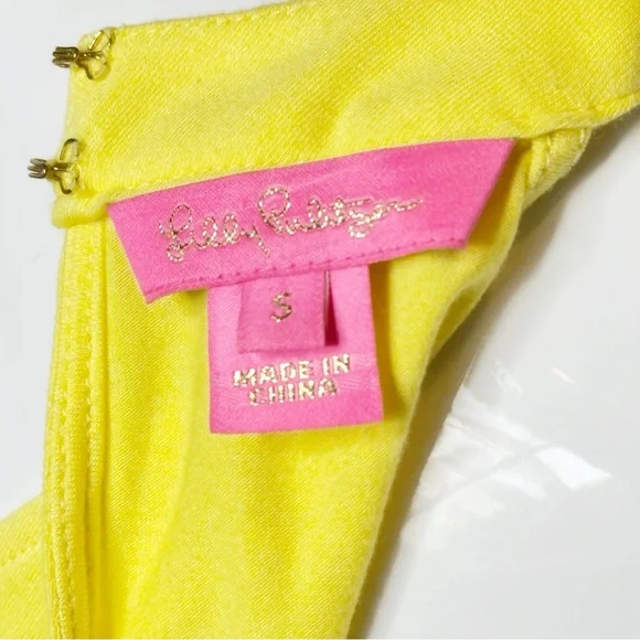 Lilly Pulitzer Dawn halter top Small pineapple juice yellow + white crochet lace - Picture 7 of 11